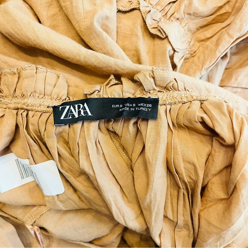 Zara Tan Halter Maxi Dress Boho Chic Tiered Hem Size XS spring break vacation - Picture 6 of 6